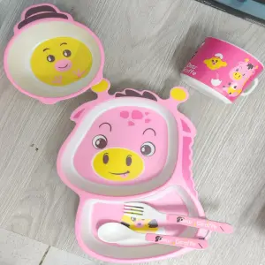 Juego de vajilla de bambú de 5 piezas