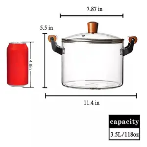 Olla De Vidrio 3.5 L Con Tapa