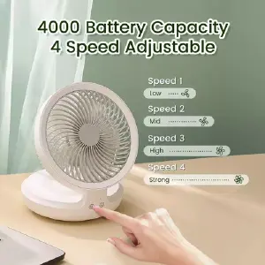 Ventilador recargable 4 velocidades, lu