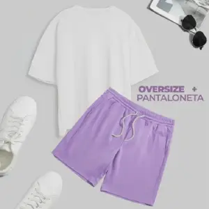 Camiseta Pantaloneta Conjunto LILA+BEIGE