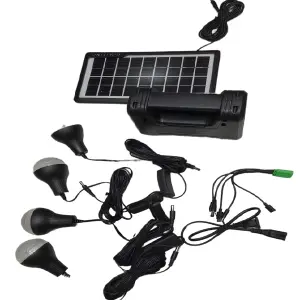 KIT PANEL SOLAR 4 BOMBILLOS USB