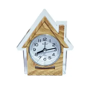 Reloj De Mesa Figura Casa Tono Madera