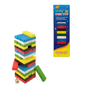 Jenga Torre Madera Bloques 54 Pc Colores