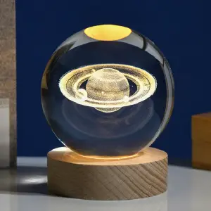 Lampara Saturno esfera de cristal 3D led