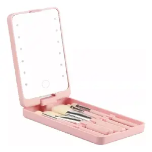 Espejo Led Maquillaje Con Brochas Y Caja