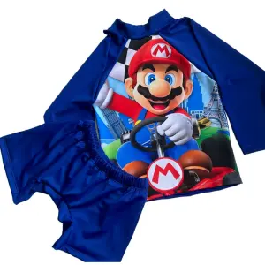 Traje de baño mario bros azul niño