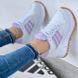 Tenis Adidas Premium Blanco Lila Dama