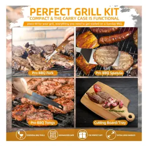 Kit x7 Para Parrillada Asado BBQ estuche