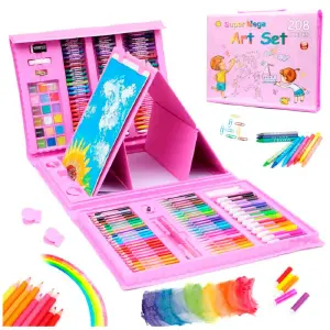 KIT DE ARTE 208 PIEZAS ROSADO