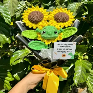 RAMO DE GIRASOLES A CROCHET