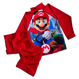 Traje de baño mario bros rojo niño