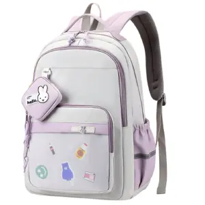 Morral Estudiante Grande Monedero Lila