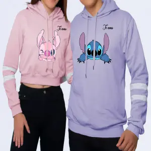 Buzo, Buso Hoodie Parejas Stitch y Angel