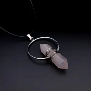 Collar Pendulo Aro Cuarzo Rosa