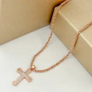 Cadena De Caballero De Tejido Lazo Rosa