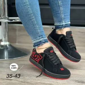 Tenis Dc Shoes Court Negro Rojo Tt