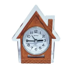 Reloj De Mesa Figura Casa Tono Madera