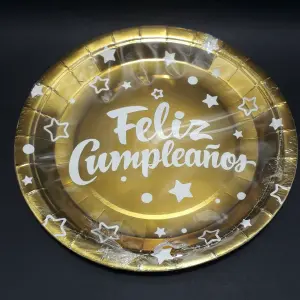 Plato dorado para fiesta grandes feliz