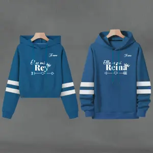 BusoBuzo, Hoodie REY&REINA AZUL PETROLEO