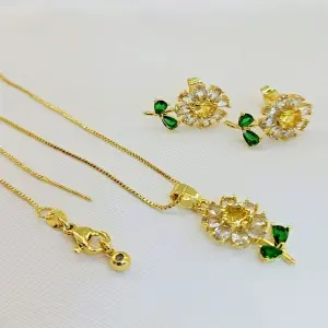 Conjunto Cadena y Aretes  en Rodio