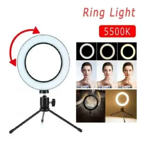 ARO DE LUZ 16CM CON TRIPODE DE MESA
