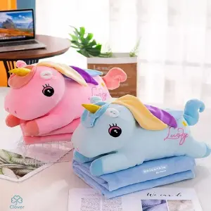 Cojin Cobija Almohada Peluche Unicornio