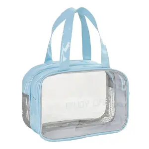 Bolso Transparente Mano Acharolado Azul