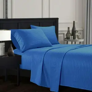 Juego Sabanas Cama Doble Azul De Lujo