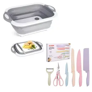 Set De Cuchillos + Tabla De Picar