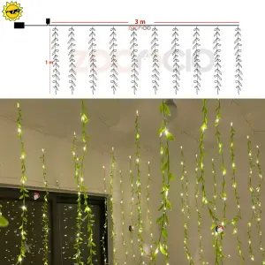 Cortina Luces Led Solar Enredadera Hojas