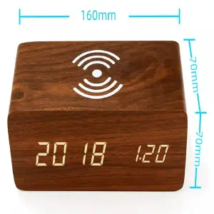 Reloj Despertador Con  Cargador Madera