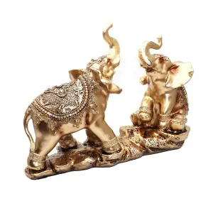 Elefante Dorado Duo Decoración Pareja