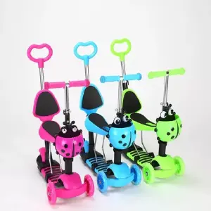 patineta scooter mariquita con luces
