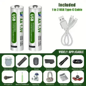 Baterías Recargables USB x4: ¡Potencia Portátil al Alcance de Tu Mano! - BATERÍAS RECARGABLES USB X4 UNDS **