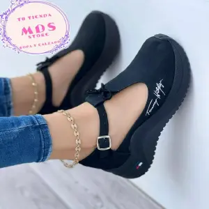 Tenis Casuales Para Dama Negro Sba