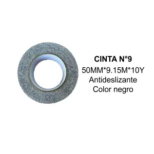Cinta Antideslizante Negra 50mmx10m N°9: ¡Máxima Seguridad y Adhesión! - Cinta Antideslizante Negra 50mmx10Y N°9