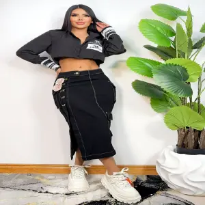 Falda Jeans cargo larga N151