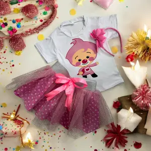 Conjunto niña tutu payaso plim plim rosa