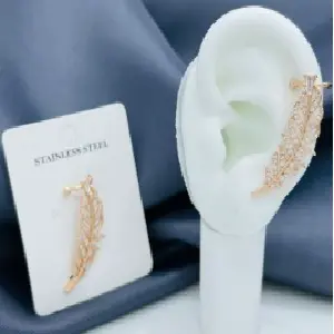 EARCUFF LARGO PLUMA ROSADO