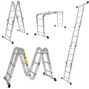 Escalera Plegable de 16 Pasos en Aluminio: ¡Seguridad y Alcance al Máximo! - ESCALERA PLEGABLE 16 PASOS ALUMINIO