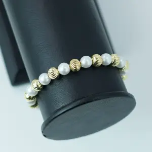 PULSERA PERLA GRUESA BALIN DIAMANTADO