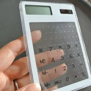 CALCULADORA TRANSPARENTE BLANCA