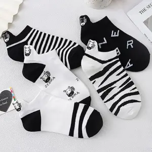 Medias Tobilleras Cebra x 5 Pares