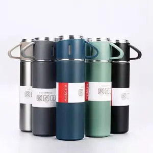 combo termo 3  tazas y lonchera blanca