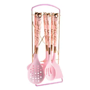 Set 7 Utensilios Cocina Silicona Rosa