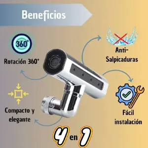 Grifo De Cocina 360 Cascada Lluvia 4En1