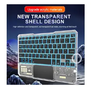 COMBO TECLADO BLUETOOTH TRANSPARENTE 2x1