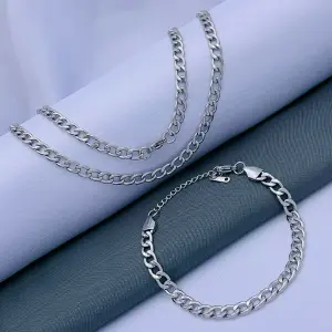 DUO CADENA, CUBANA PLATEADA 2.0mm