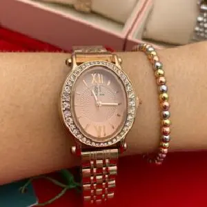 Reloj GFox Mujer Acero Rosado y Brillos