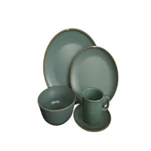 VAJILLA LUXURY EN MELAMINA: Elegancia Verde para tu Mesa - VAJILLA LUXURY EN MELAMINA COLOR VERDE